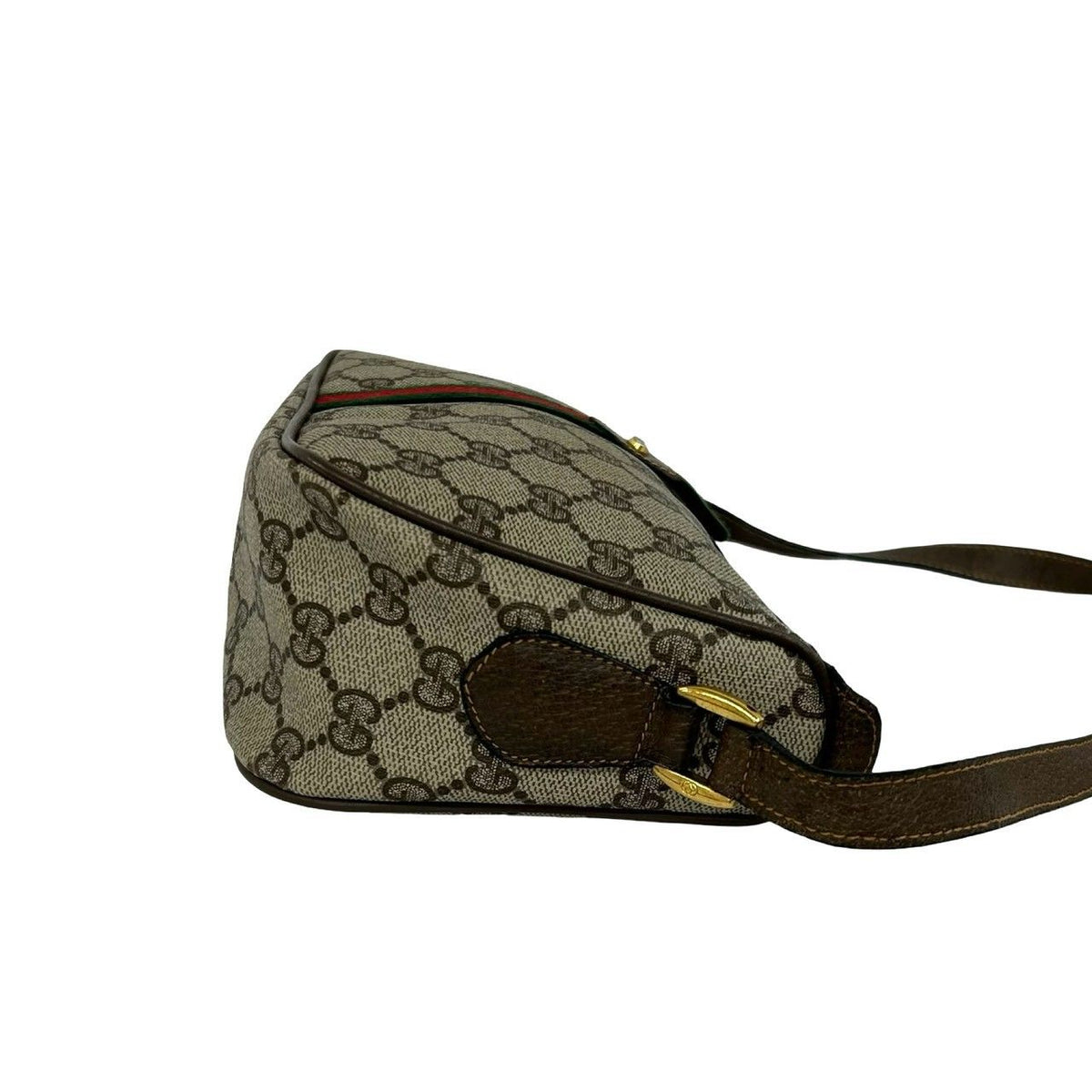 Gucci Sherry Line GG Pattern Leather Shoulder Bag Pochette Cross Brown Green — view 6