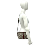 Gucci Sherry Line GG Pattern Leather Shoulder Bag Pochette Cross Brown Green — view 2