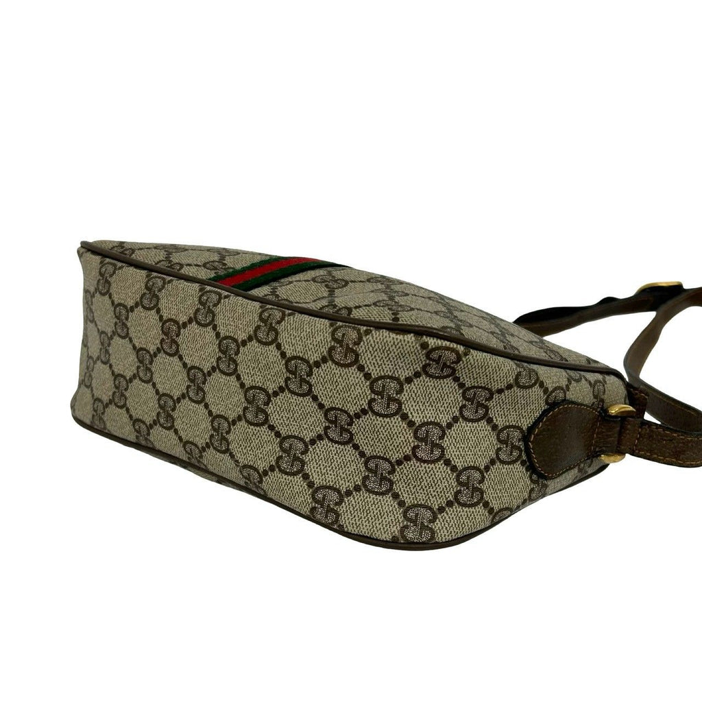 Gucci Sherry Line GG Pattern Leather Shoulder Bag Pochette Cross Brown Green — view 8
