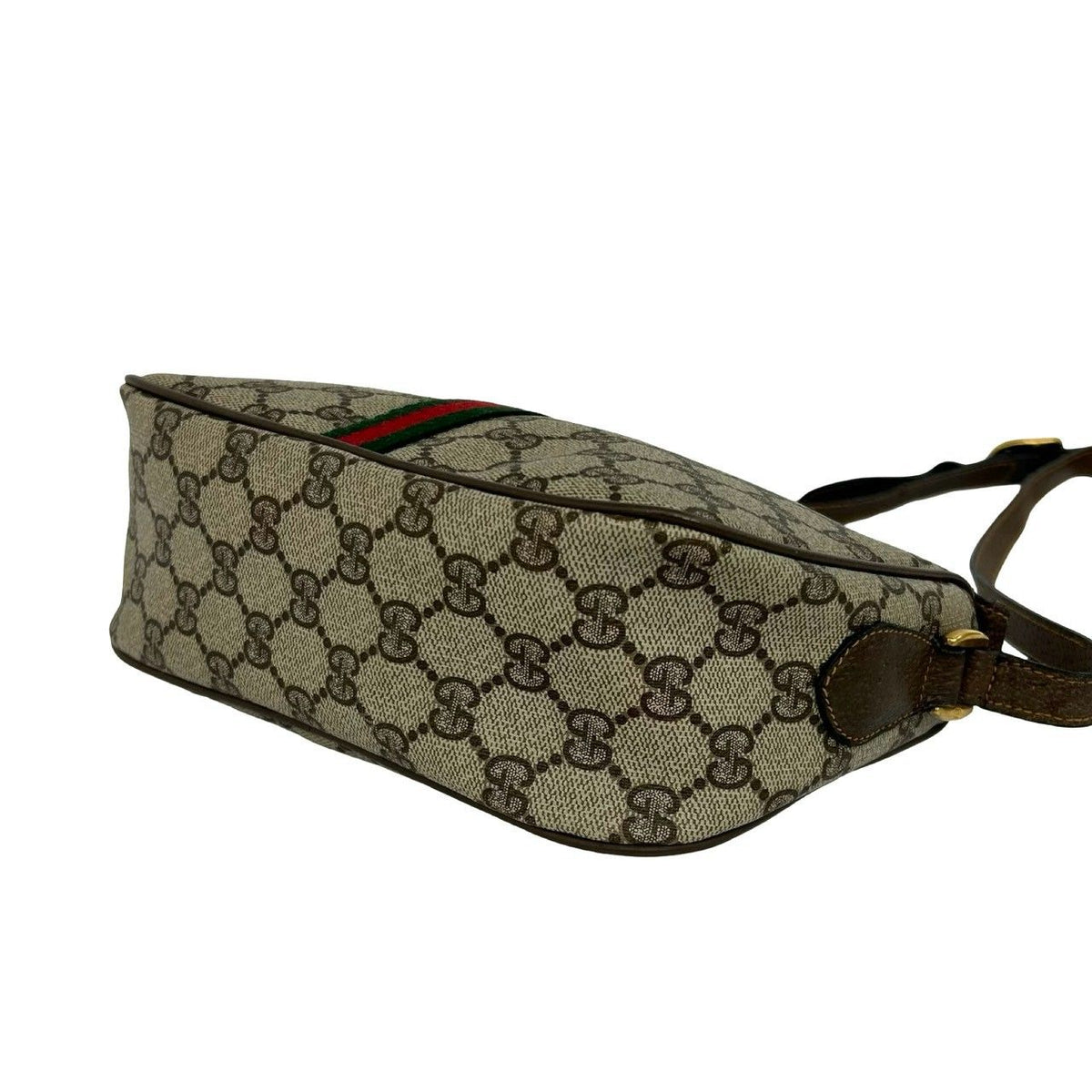 Gucci Sherry Line GG Pattern Leather Shoulder Bag Pochette Cross Brown Green — view 8