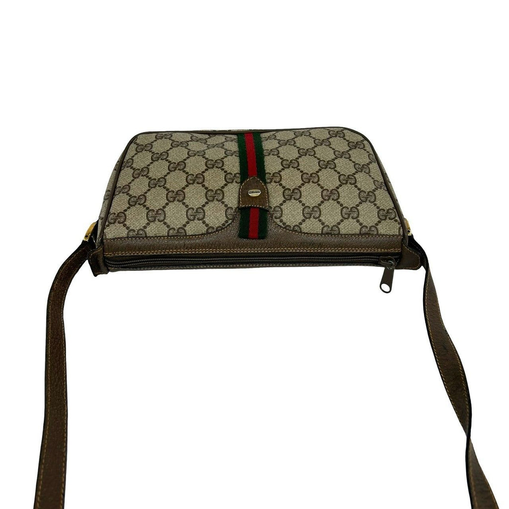 Gucci Sherry Line GG Pattern Leather Shoulder Bag Pochette Cross Brown Green — view 4
