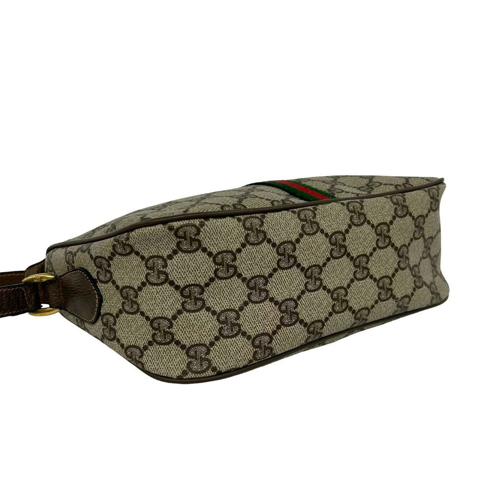 Gucci Sherry Line GG Pattern Leather Shoulder Bag Pochette Cross Brown Green — view 7