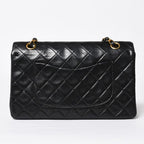 Chanel Quilted 25 Double Flap Chain Shoulder Bag Lambskin CC Logo Black Gold — view 2