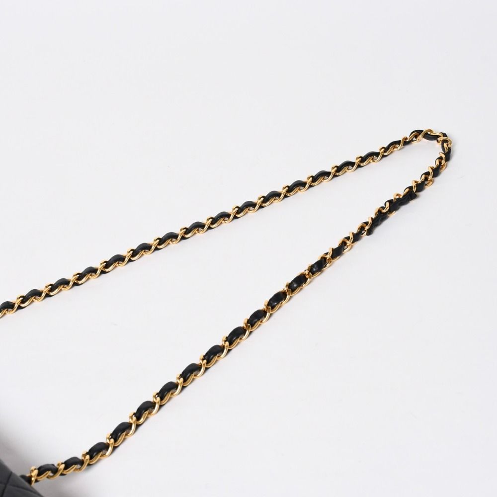 Chanel Quilted 25 Double Flap Chain Shoulder Bag Lambskin CC Logo Black Gold — view 6