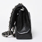 Chanel Quilted 25 Double Flap Chain Shoulder Bag CC Logo Lambskin Black Silver — view 4