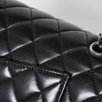 Chanel Quilted 25 Double Flap Chain Shoulder Bag CC Logo Lambskin Black Silver — view 6