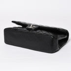 Chanel Quilted 25 Double Flap Chain Shoulder Bag CC Logo Lambskin Black Silver — view 7