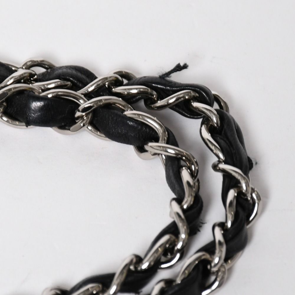 Chanel Quilted 25 Double Flap Chain Shoulder Bag CC Logo Lambskin Black Silver — view 7