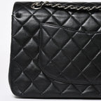 Chanel Quilted 25 Double Flap Chain Shoulder Bag CC Logo Lambskin Black Silver — view 8
