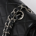 Chanel Quilted 25 Double Flap Chain Shoulder Bag CC Logo Lambskin Black Silver — view 5