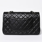 Chanel Quilted 25 Double Flap Chain Shoulder Bag CC Logo Lambskin Black Silver — view 2