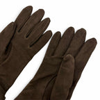 Hermes Shearling Lining Silk 100% Silver Glenan Leather Gloves Brown 7.5 — view 6