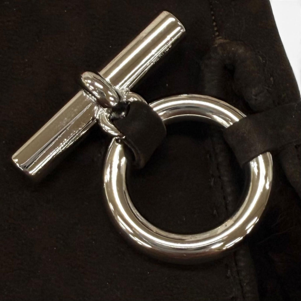 Hermes Shearling Lining Silk 100% Silver Glenan Leather Gloves Brown 7.5 — view 7