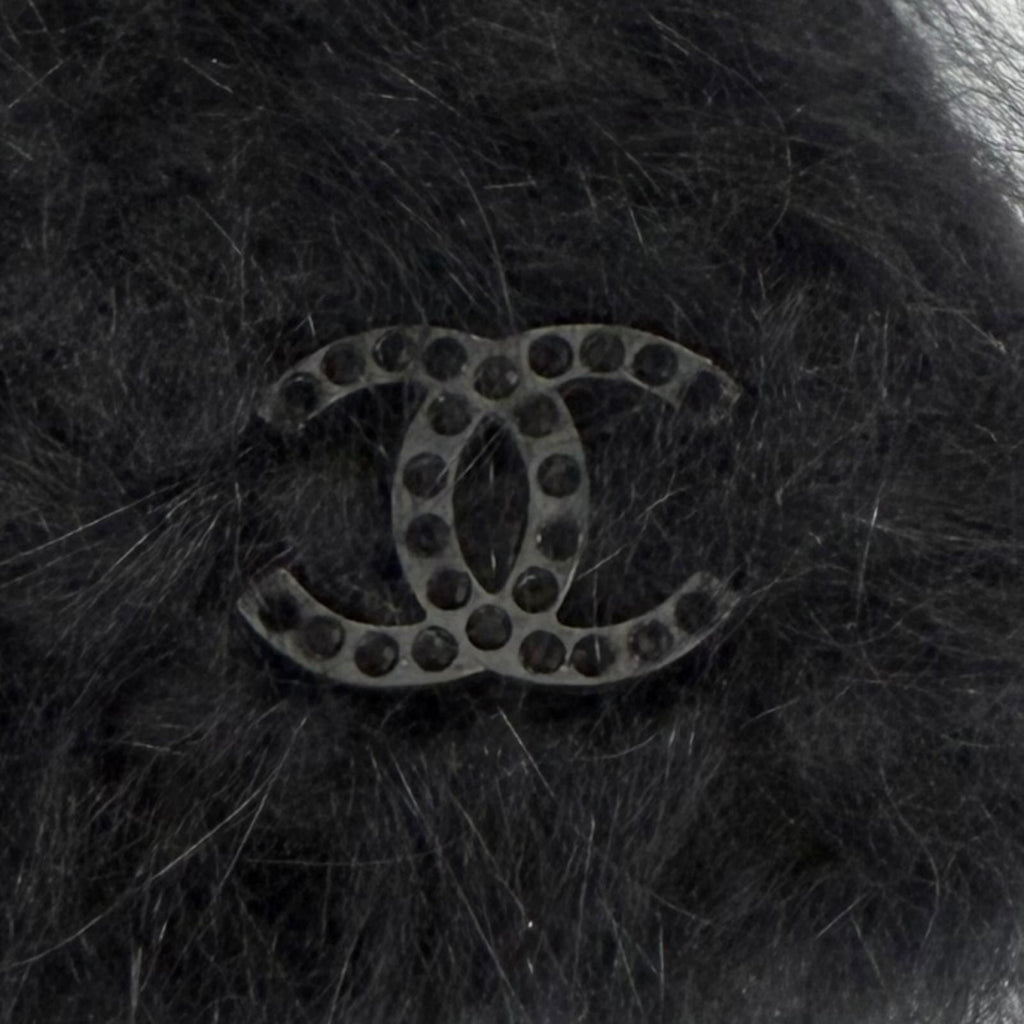 Chanel Vintage 02A Angora Rhinestone CC Logo Knit Cap 2 Hat — view 7