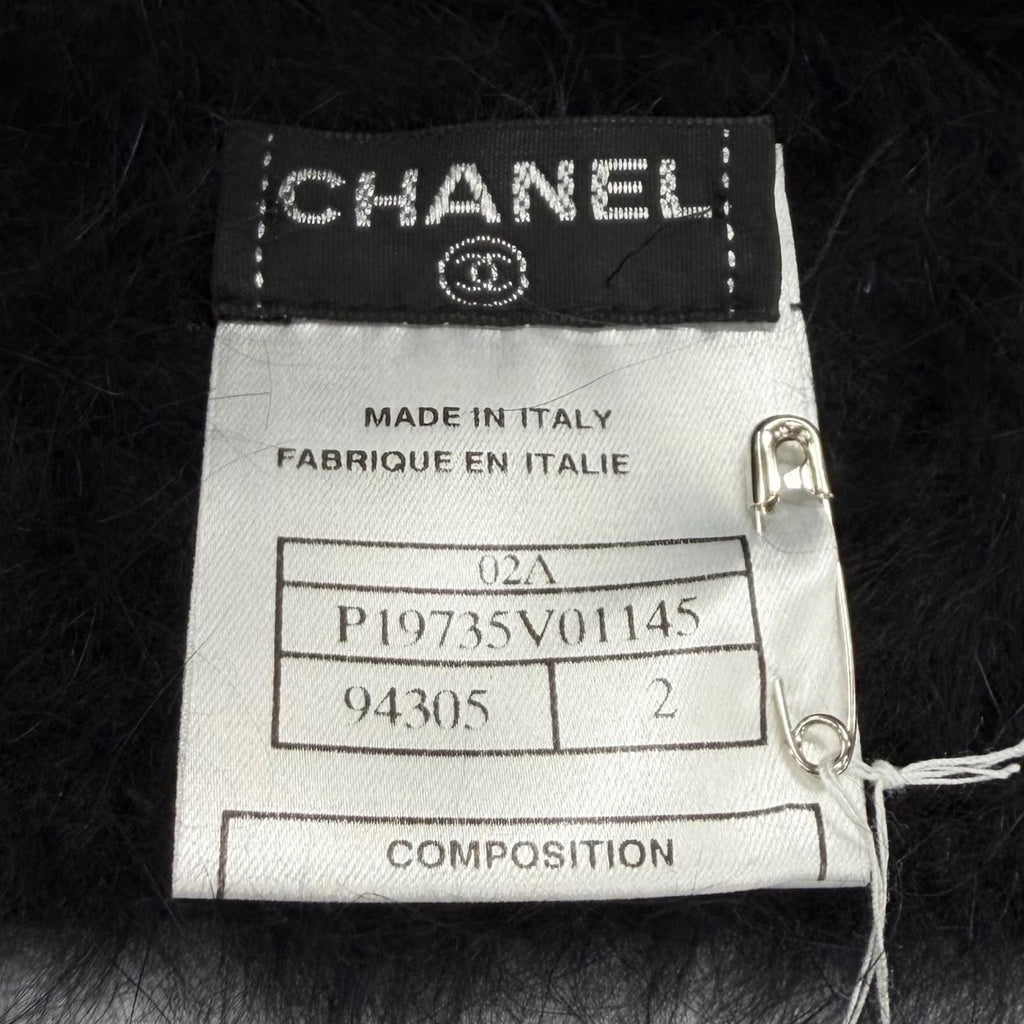 Chanel Vintage 02A Angora Rhinestone CC Logo Knit Cap 2 Hat — view 8