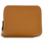 Hermes Azap Compact Silk'in Gold Veau Epsom Silver Zip Around Coin Purse — view 3