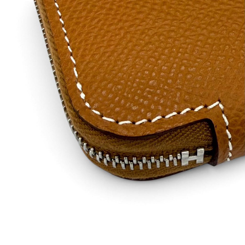 Hermes Azap Compact Silk'in Gold Veau Epsom Silver Zip Around Coin Purse — view 6