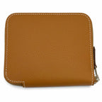 Hermes Azap Compact Silk'in Gold Veau Epsom Silver Zip Around Coin Purse