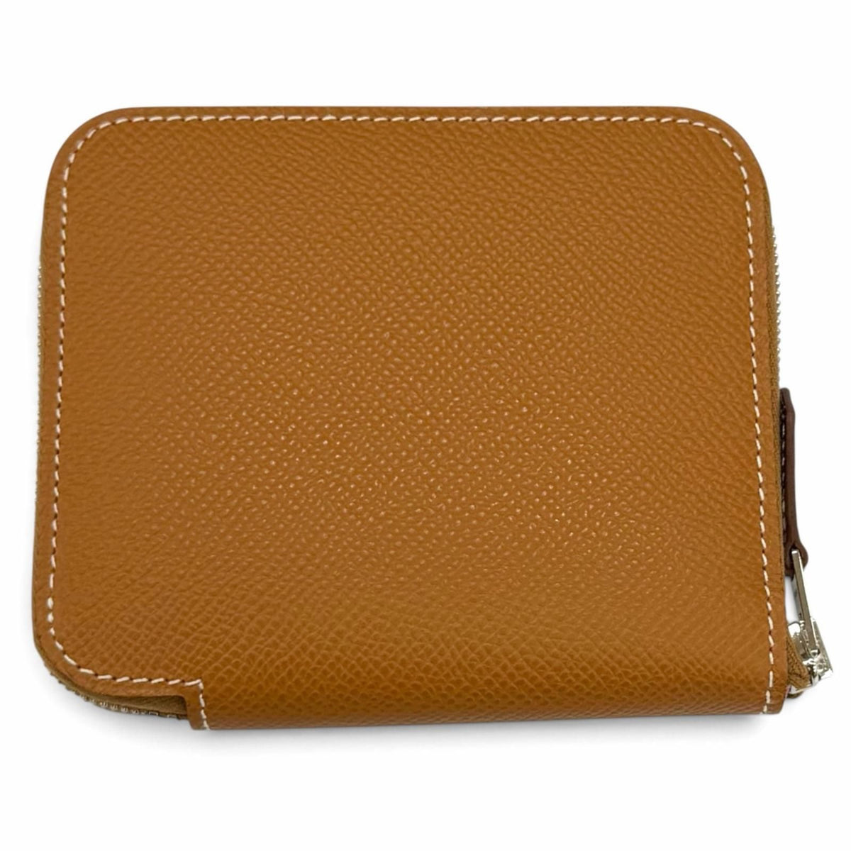 Hermes Azap Compact Silk'in Gold Veau Epsom Silver Zip Around Coin Purse
