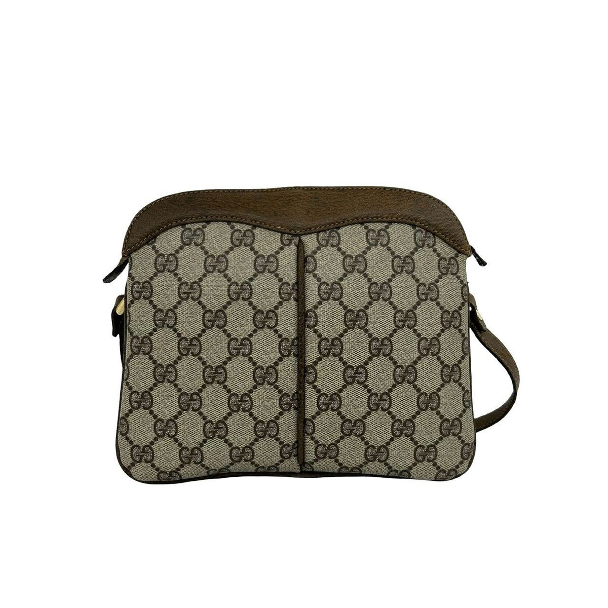 Gucci Vintage GG Pattern Logo Leather Shoulder Bag Pochette Brown — view 3