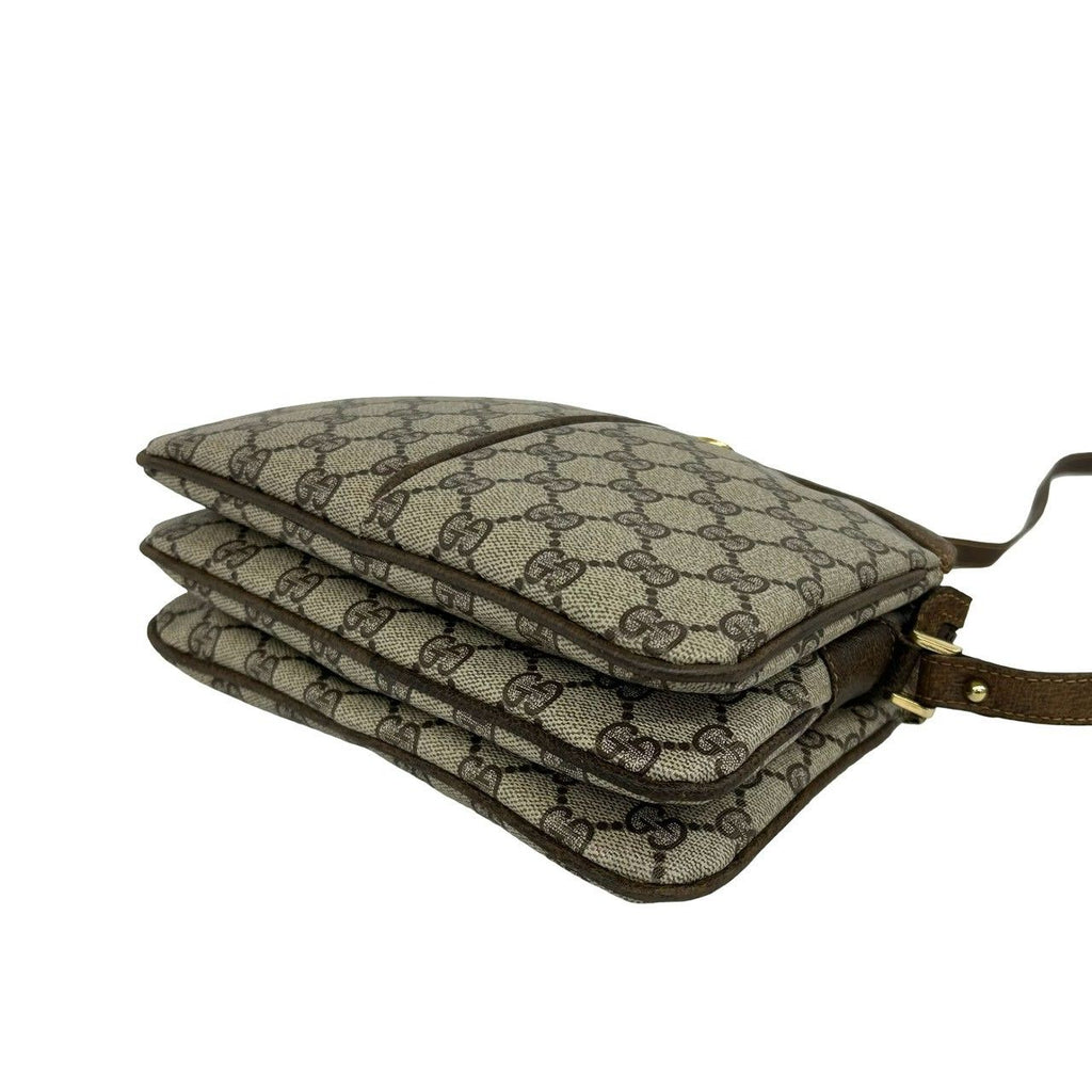 Gucci Vintage GG Pattern Logo Leather Shoulder Bag Pochette Brown — view 8
