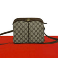 Gucci Vintage GG Pattern Logo Leather Shoulder Bag Pochette Brown