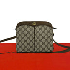Gucci Vintage GG Pattern Logo Leather Shoulder Bag Pochette Brown