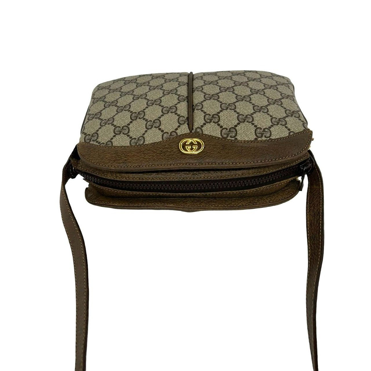 Gucci Vintage GG Pattern Logo Leather Shoulder Bag Pochette Brown — view 4