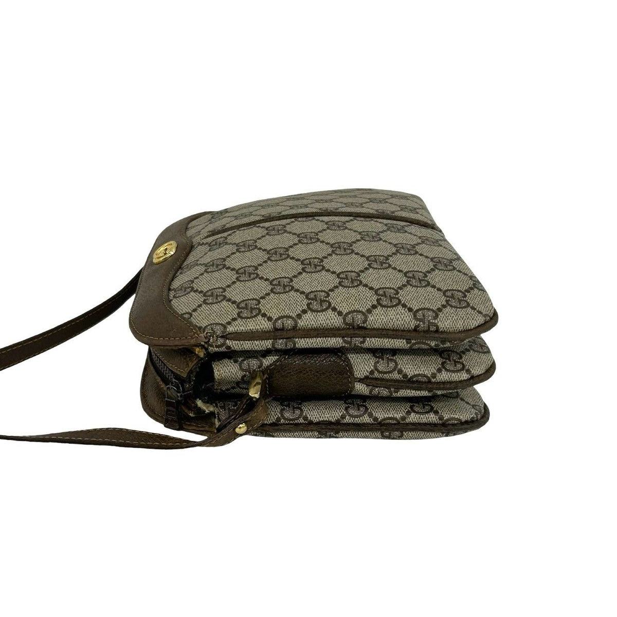 Gucci Vintage GG Pattern Logo Leather Shoulder Bag Pochette Brown — view 5