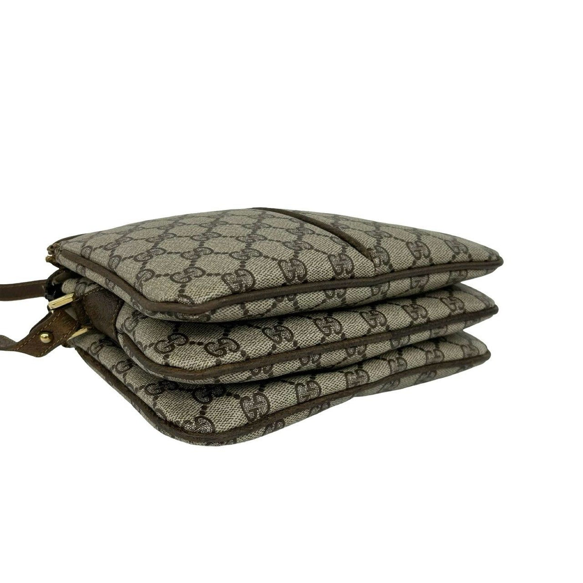 Gucci Vintage GG Pattern Logo Leather Shoulder Bag Pochette Brown — view 7