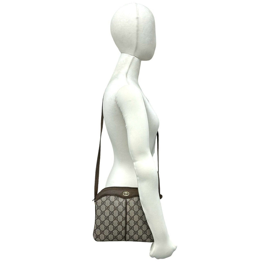 Gucci Vintage GG Pattern Logo Leather Shoulder Bag Pochette Brown — view 2