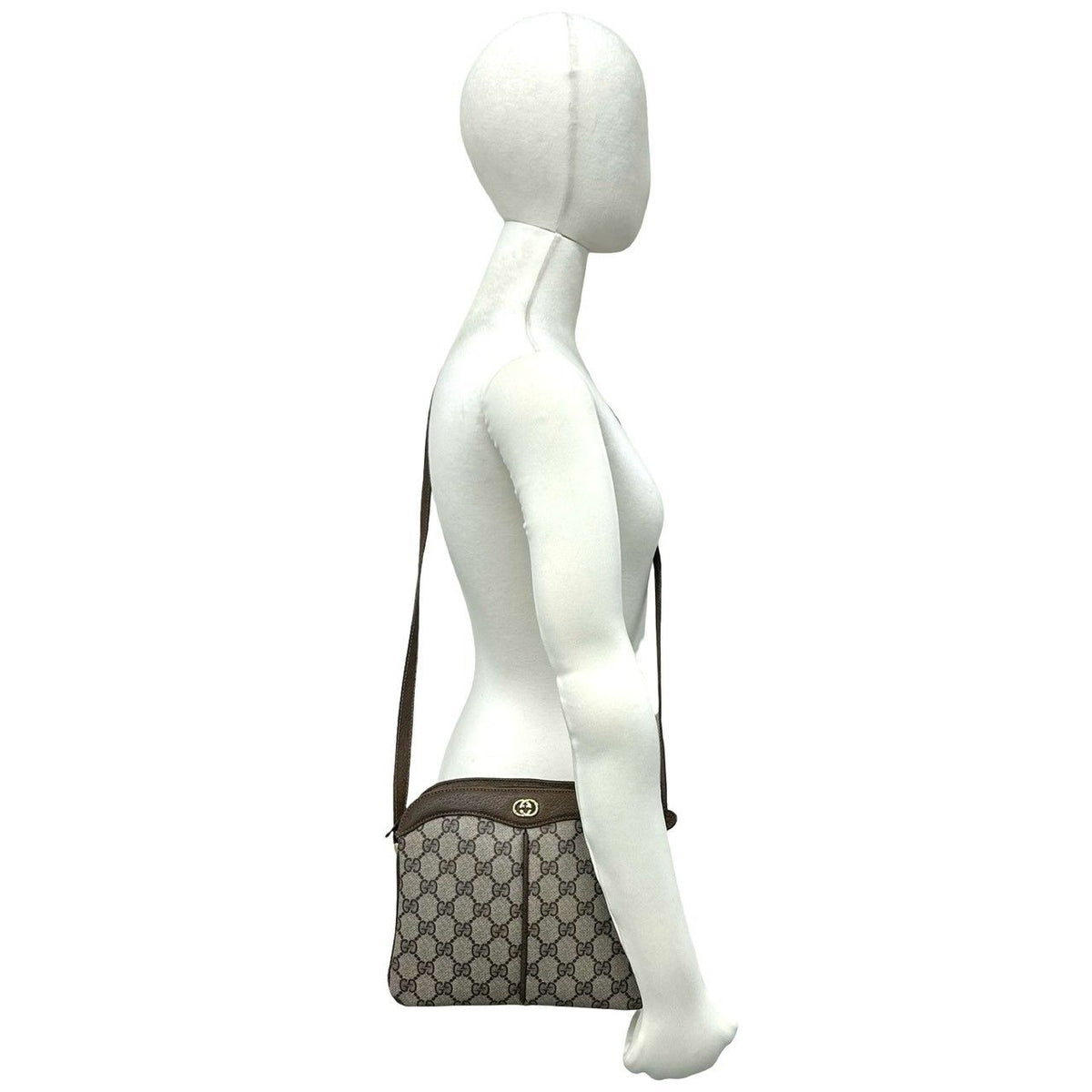 Gucci Vintage GG Pattern Logo Leather Shoulder Bag Pochette Brown — view 2