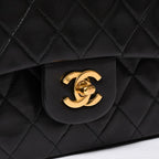 Chanel Quilted 25 Double Flap Chain Shoulder Bag Lambskin CC Logo Black Gold — view 6