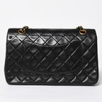 Chanel Quilted 25 Double Flap Chain Shoulder Bag Lambskin CC Logo Black Gold — view 2
