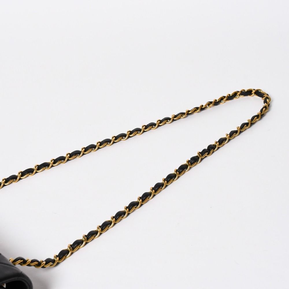 Chanel Quilted 25 Double Flap Chain Shoulder Bag Lambskin CC Logo Black Gold — view 7