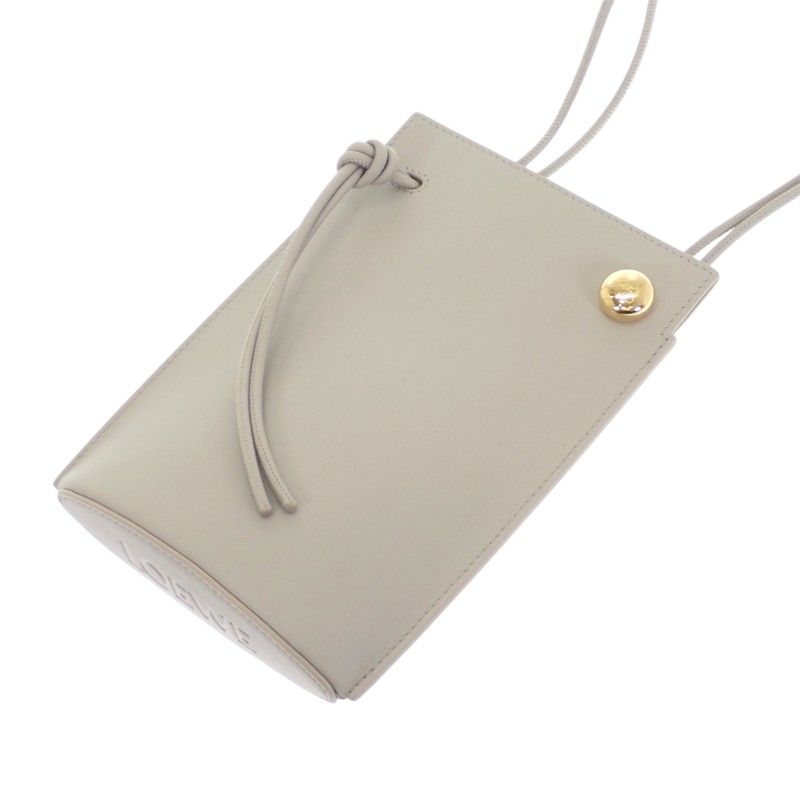 Loewe Pebble Dice Pocket Shoulder Bag Phone Pouch Calfskin Gray Gold Genus — view 6