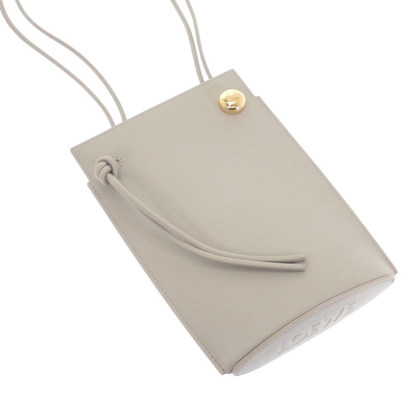 Loewe Pebble Dice Pocket Shoulder Bag Phone Pouch Calfskin Gray Gold Genus — view 5