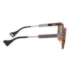 Gucci Web Stripe Sunglasses Ruthenium Brown Sherry Line Round Shape Eyewear — view 6