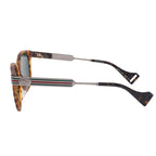 Gucci Web Stripe Sunglasses Ruthenium Brown Sherry Line Round Shape Eyewear — view 5
