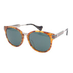 Gucci Web Stripe Sunglasses Ruthenium Brown Sherry Line Round Shape Eyewear — view 3