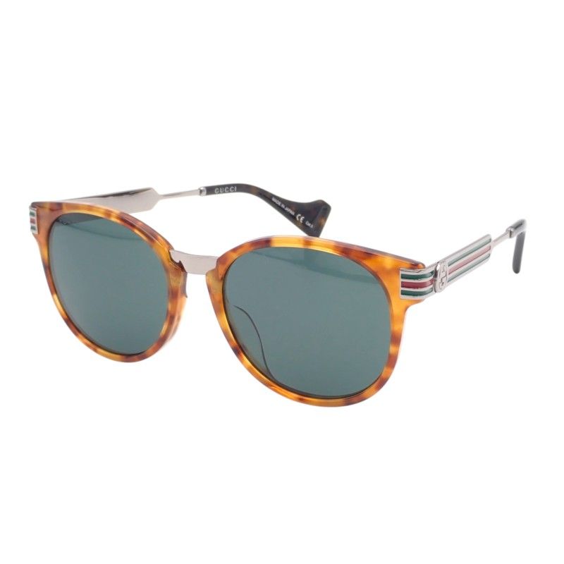 Gucci Web Stripe Sunglasses Ruthenium Brown Sherry Line Round Shape Eyewear — view 3