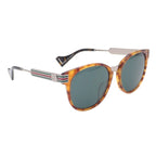 Gucci Web Stripe Sunglasses Ruthenium Brown Sherry Line Round Shape Eyewear — view 4