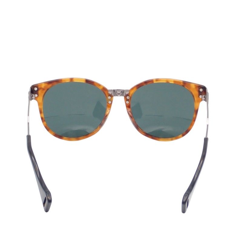 Gucci Web Stripe Sunglasses Ruthenium Brown Sherry Line Round Shape Eyewear — view 7
