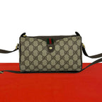 Gucci Sherry Line GG Pattern Logo Leather Shoulder Bag Pochette Cross Brown