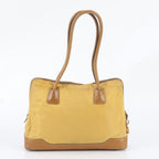 Prada Vintage Tessuto Nylon Triangle Logo Leather Tote Bag — view 3