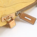 Prada Vintage Tessuto Nylon Triangle Logo Leather Tote Bag — view 8