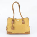 Prada Vintage Tessuto Nylon Triangle Logo Leather Tote Bag