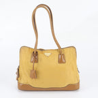 Prada Vintage Tessuto Nylon Triangle Logo Leather Tote Bag