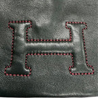 Hermes Bastille Agneau Glace H Logo Embroidery Leather Globe Gloves Black 6.5 — view 7