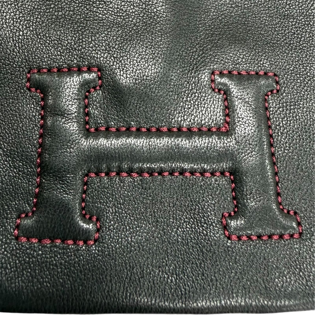 Hermes Bastille Agneau Glace H Logo Embroidery Leather Globe Gloves Black 6.5 — view 7